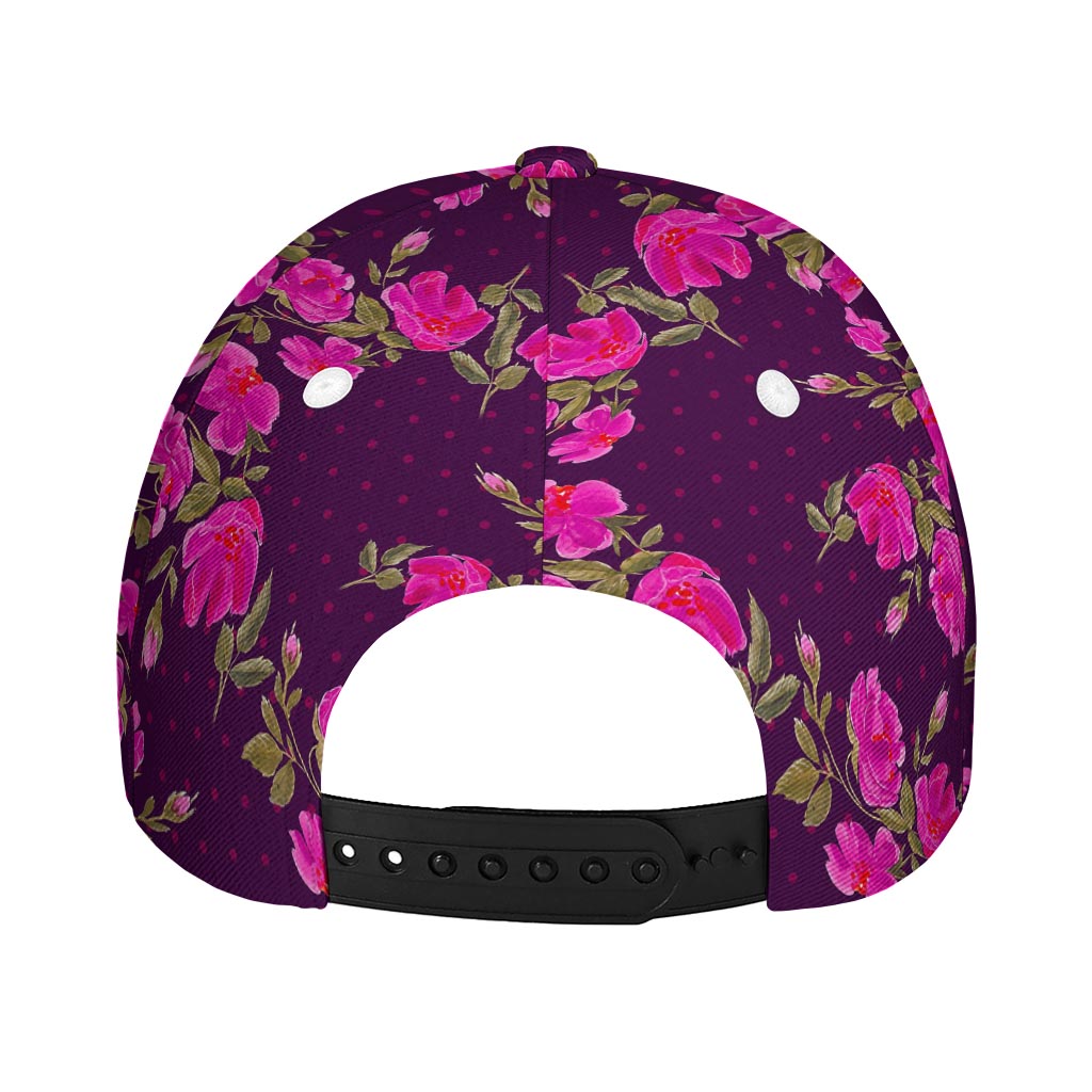 Purple Floral Flower Pattern Print Baseball Cap