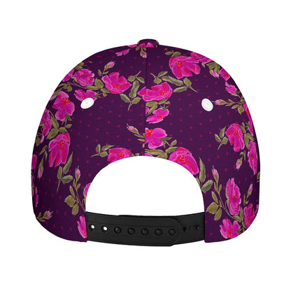 Purple Floral Flower Pattern Print Baseball Cap