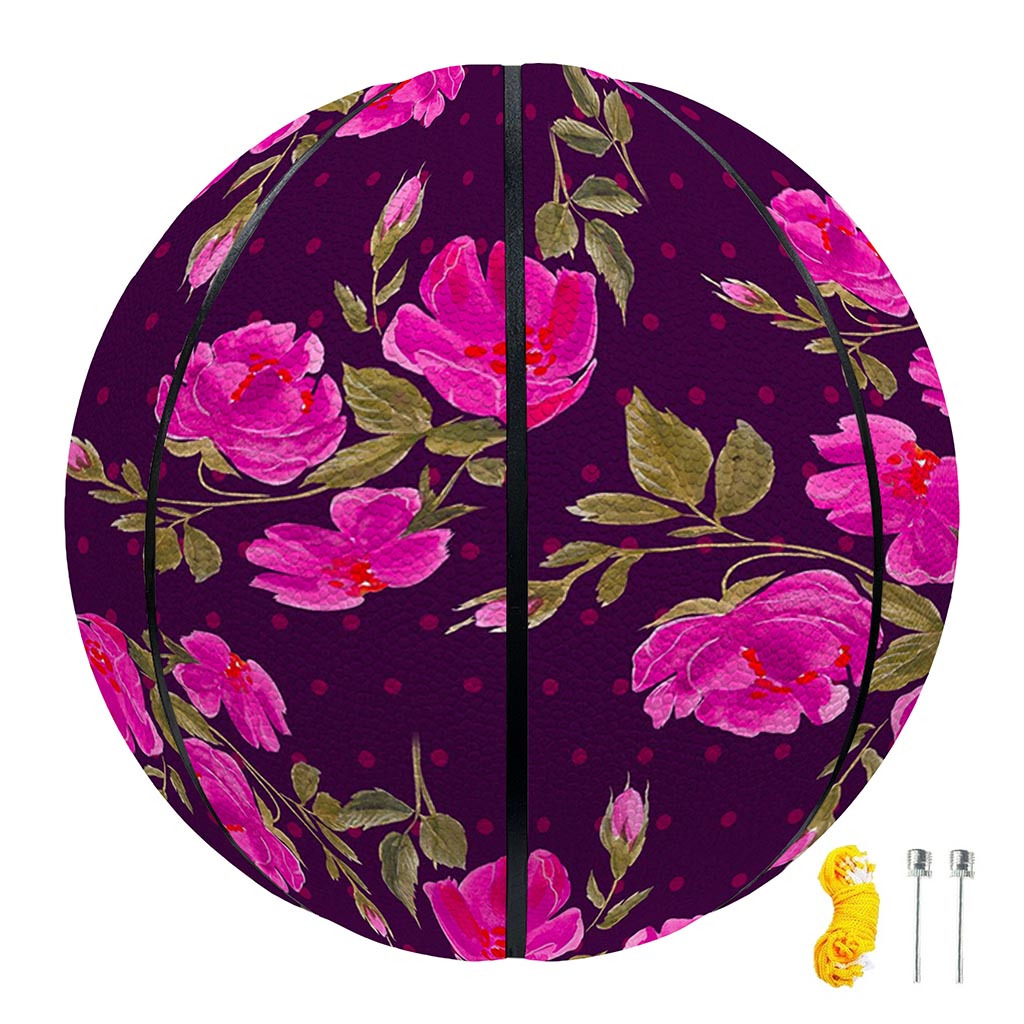 Purple Floral Flower Pattern Print Basketball