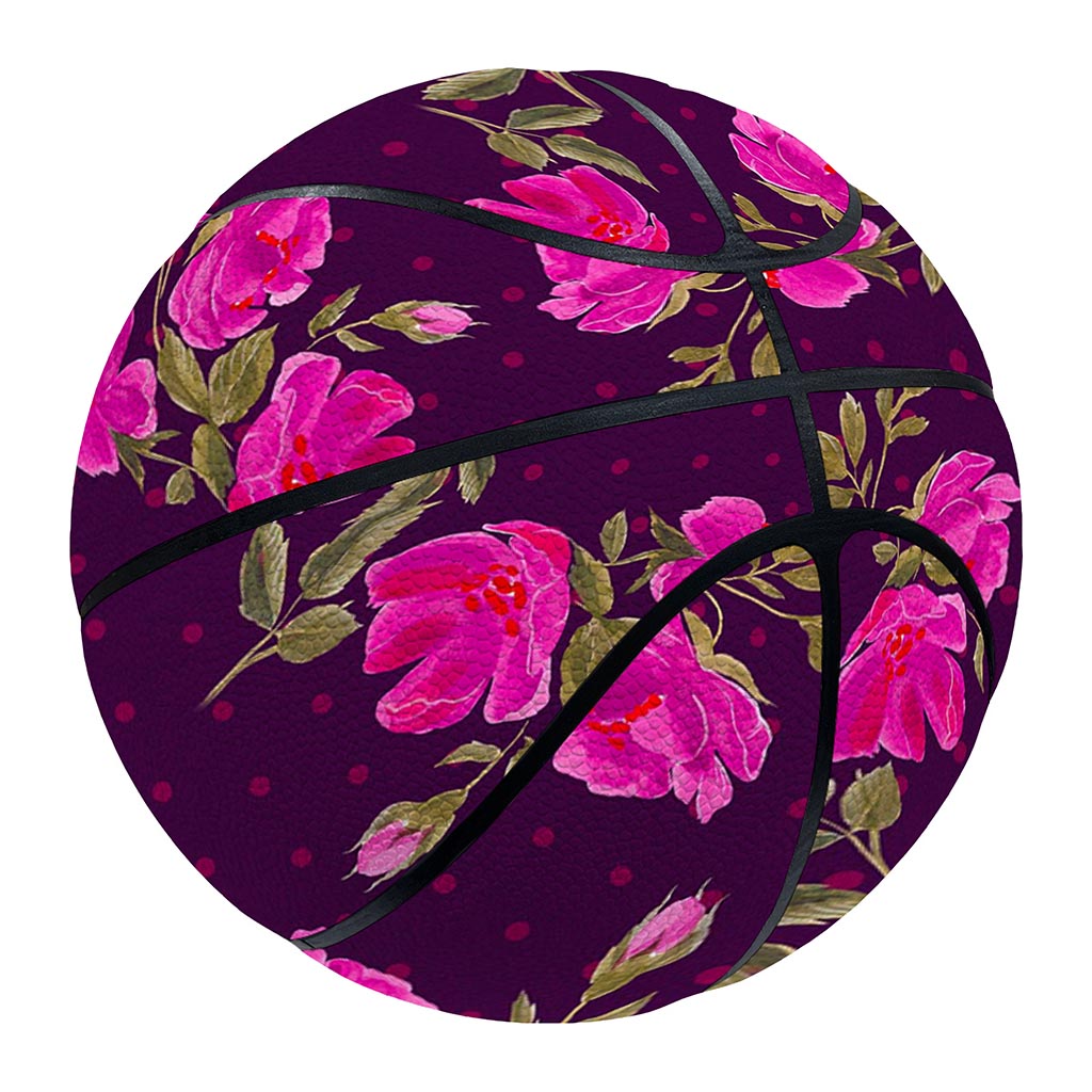 Purple Floral Flower Pattern Print Basketball