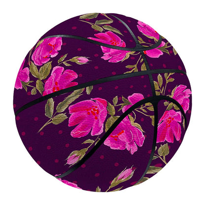 Purple Floral Flower Pattern Print Basketball
