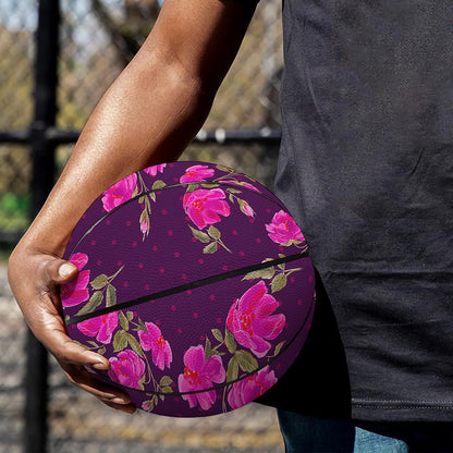 Purple Floral Flower Pattern Print Basketball