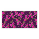 Purple Floral Flower Pattern Print Beach Towel