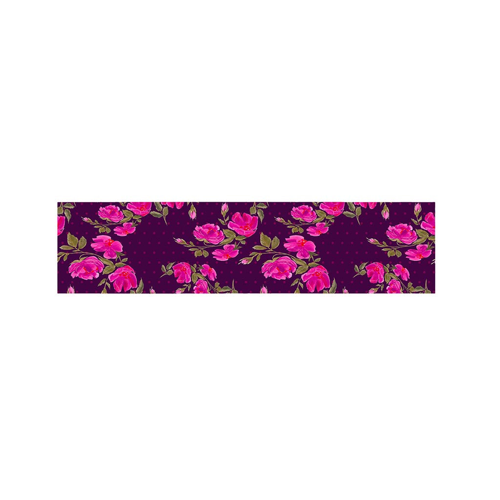 Purple Floral Flower Pattern Print Bed Runner