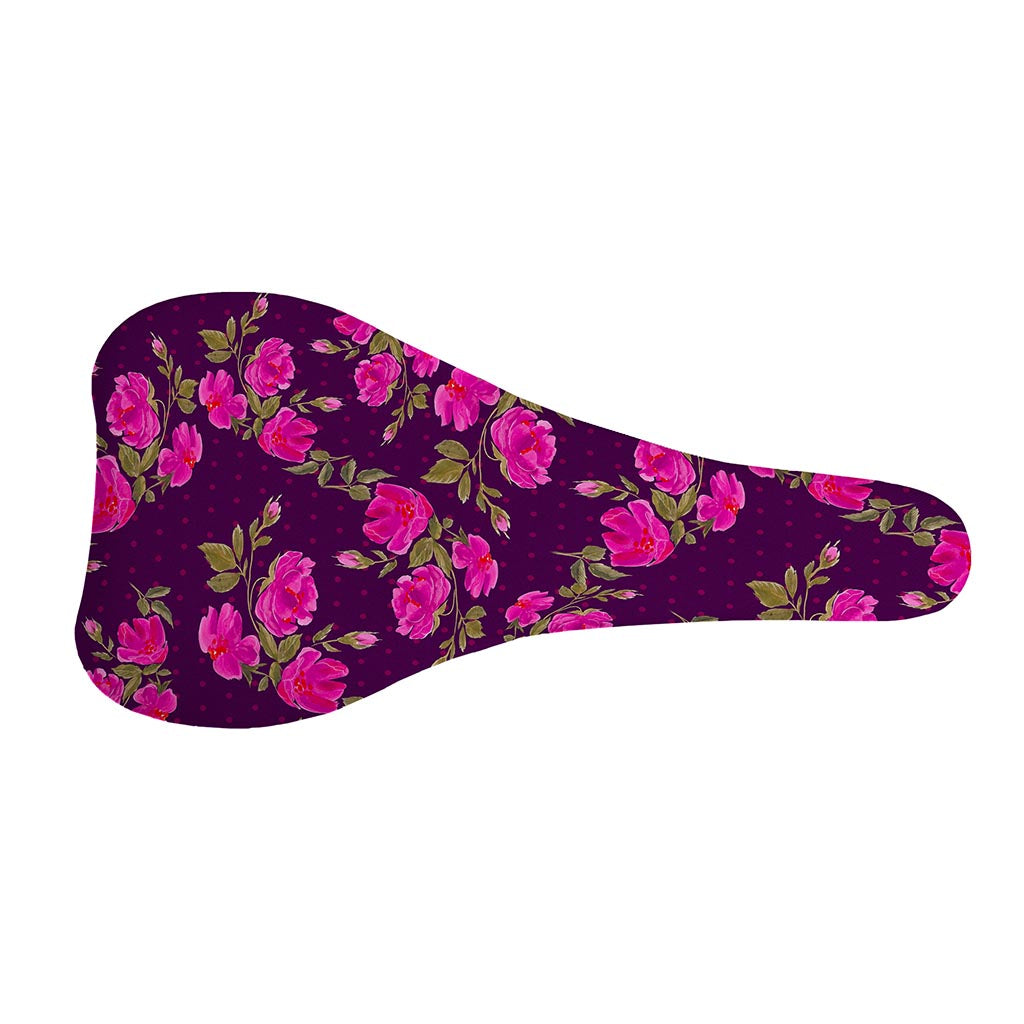 Purple Floral Flower Pattern Print Bicycle Seat Cover