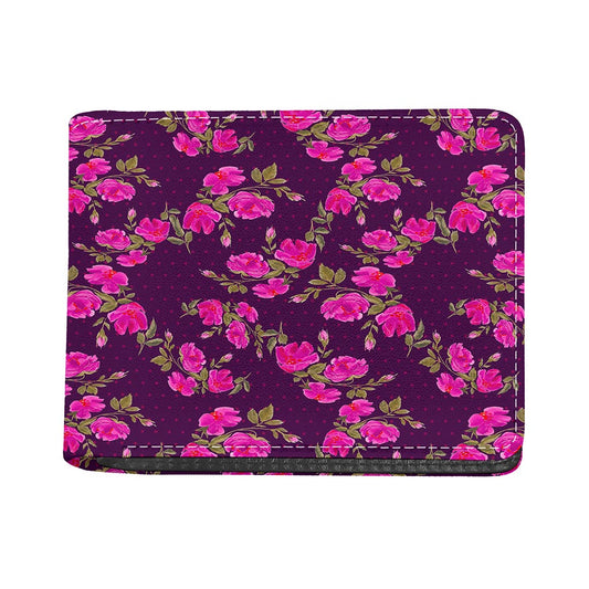 Purple Floral Flower Pattern Print Bifold Wallet