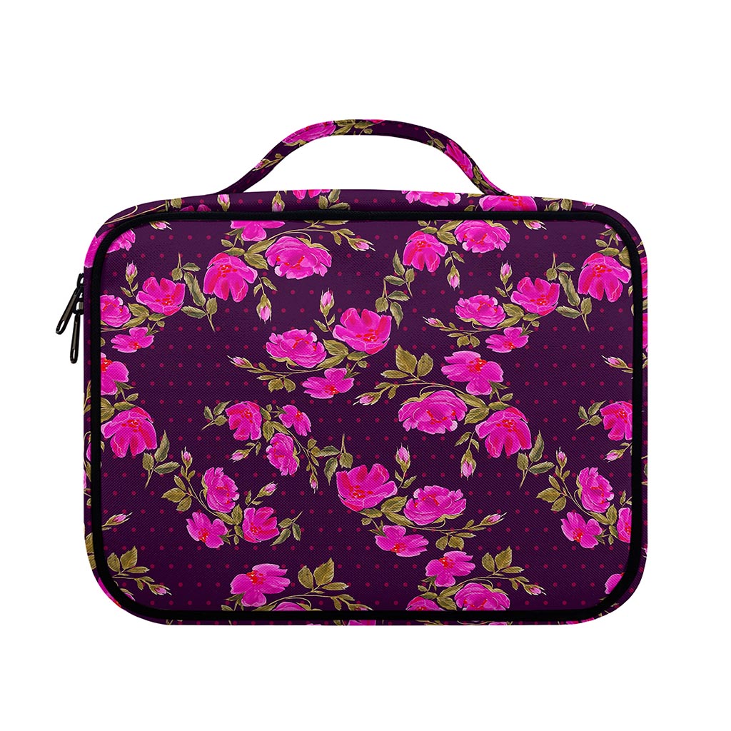 Purple Floral Flower Pattern Print Briefcase Bible Bag