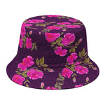 Purple Floral Flower Pattern Print Bucket Hat