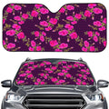 Purple Floral Flower Pattern Print Car Windshield Sun Shade