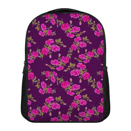 Purple Floral Flower Pattern Print Casual Backpack