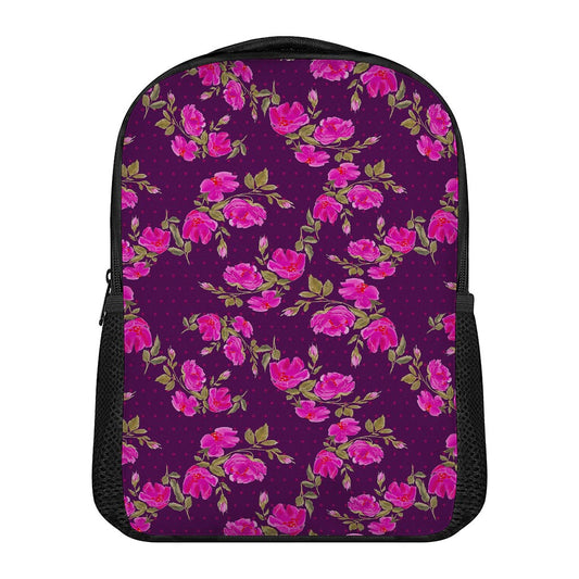Purple Floral Flower Pattern Print Casual Backpack