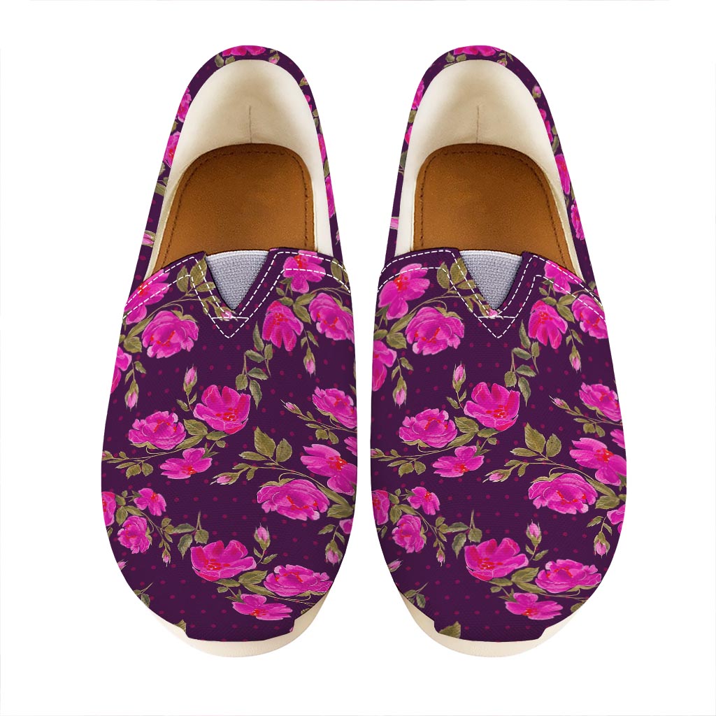 Purple Floral Flower Pattern Print Casual Shoes