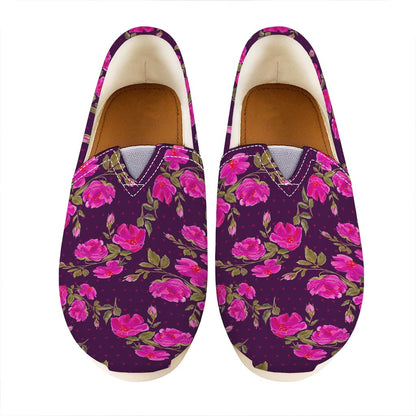 Purple Floral Flower Pattern Print Casual Shoes