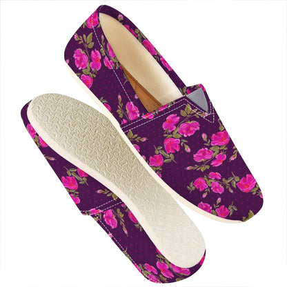 Purple Floral Flower Pattern Print Casual Shoes