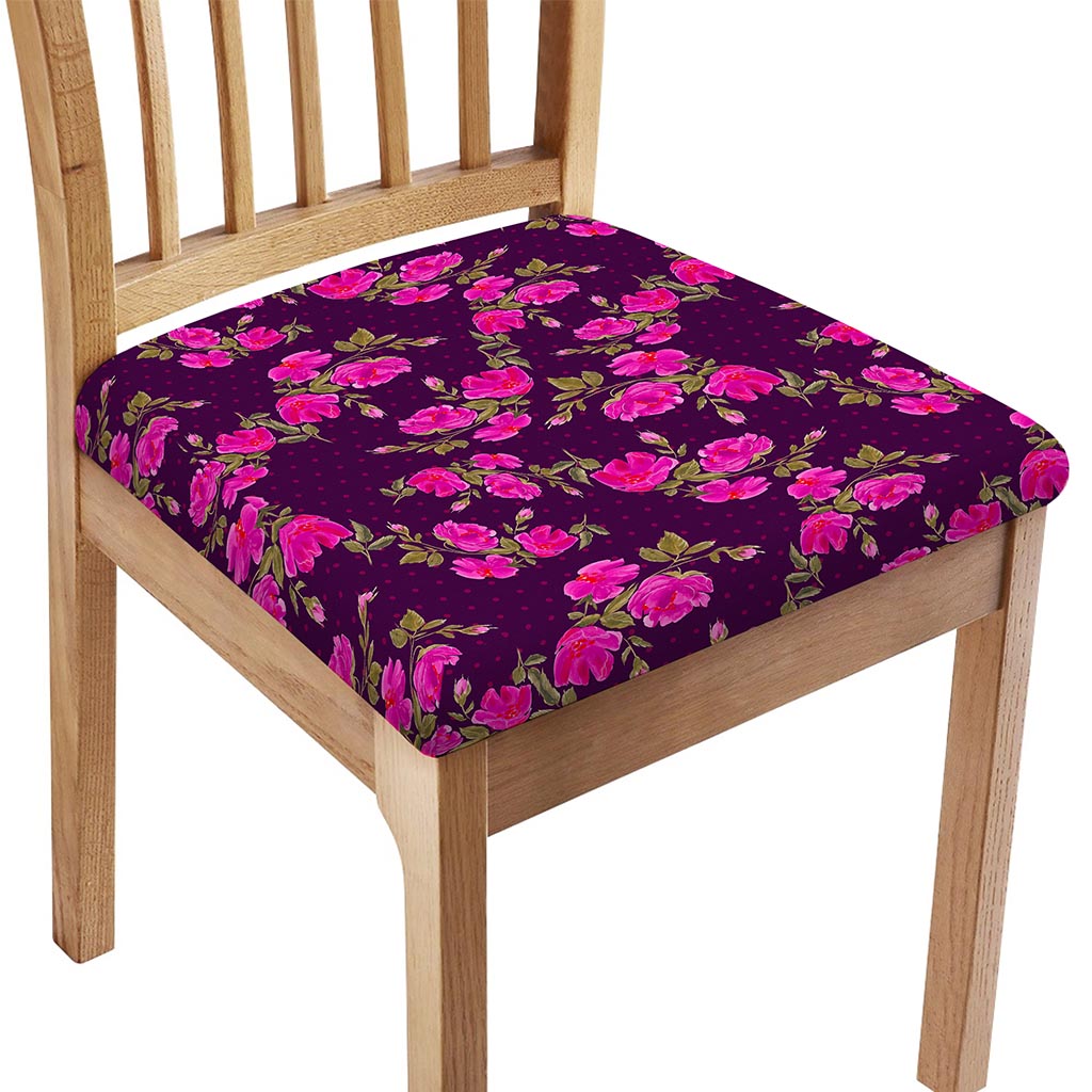 Purple Floral Flower Pattern Print Chair Cushion Cover