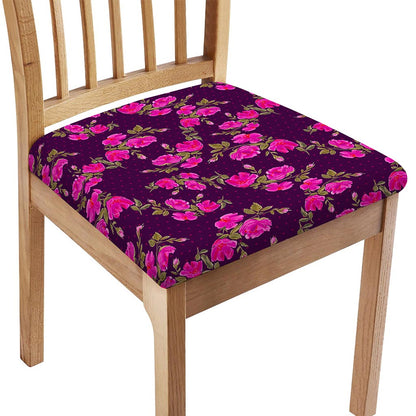 Purple Floral Flower Pattern Print Chair Cushion Cover