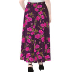 Purple Floral Flower Pattern Print Chiffon Maxi Skirt