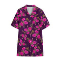 Purple Floral Flower Pattern Print Cotton Hawaiian Shirt