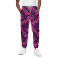 Purple Floral Flower Pattern Print Cotton Sweatpants