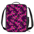 Purple Floral Flower Pattern Print Crossbody Lunch Bag