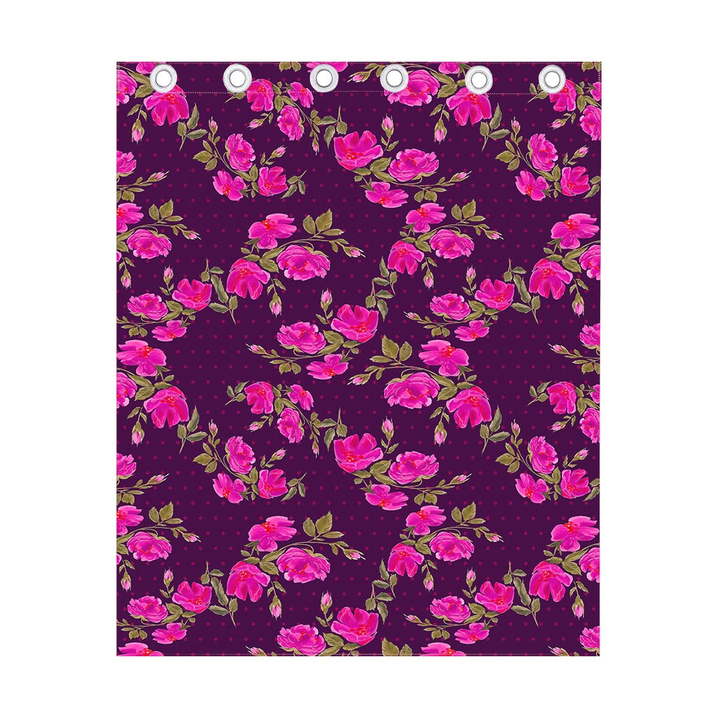 Purple Floral Flower Pattern Print Curtain
