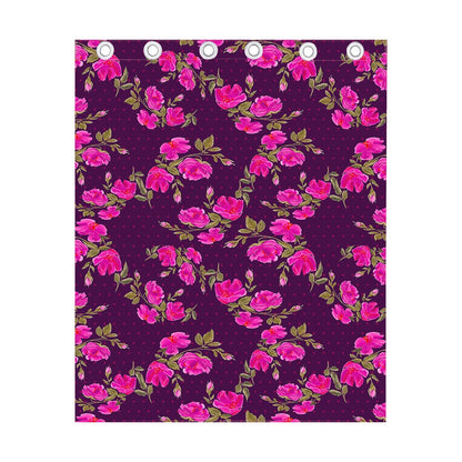 Purple Floral Flower Pattern Print Curtain