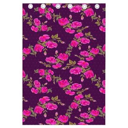 Purple Floral Flower Pattern Print Curtain