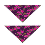 Purple Floral Flower Pattern Print Dog Bandana