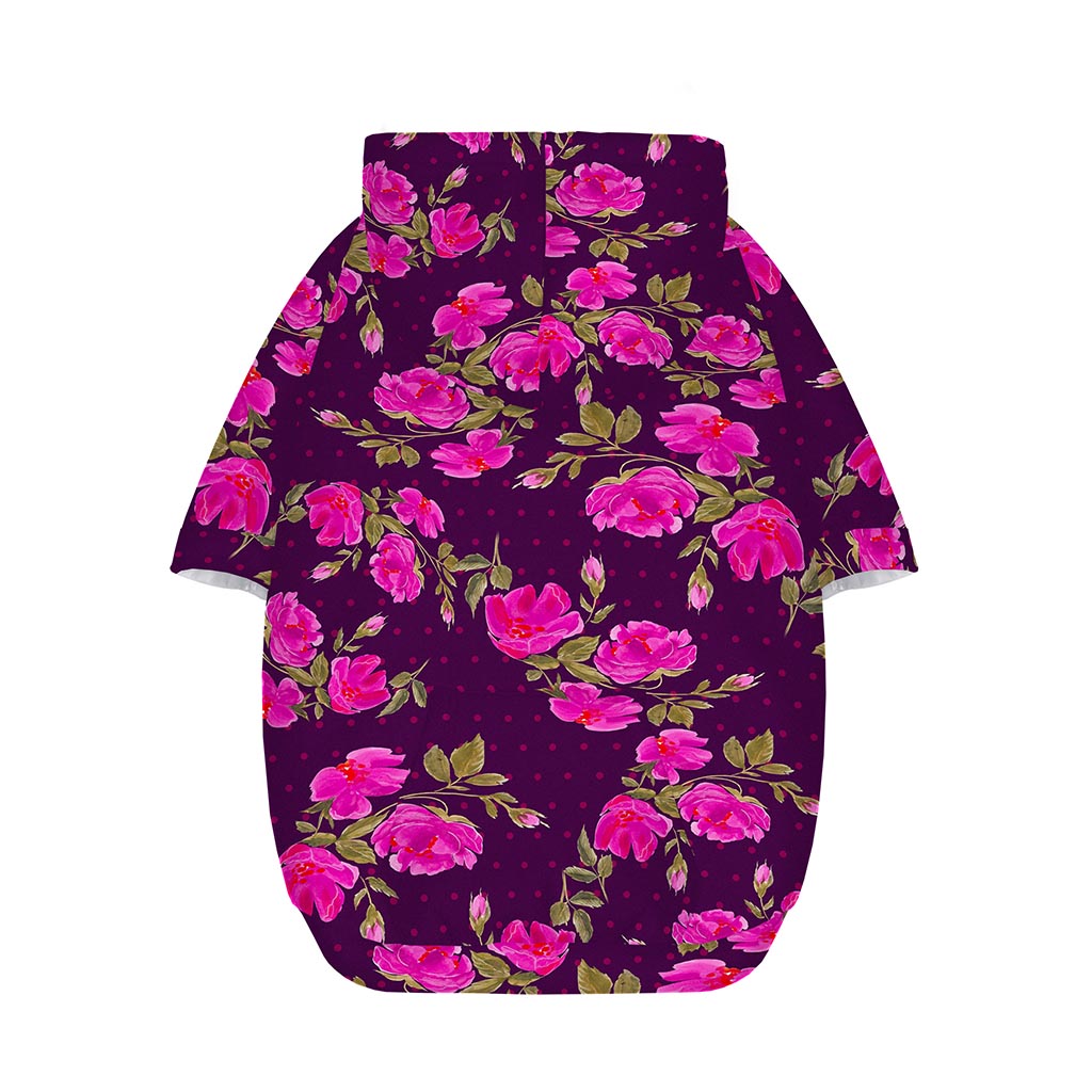 Purple Floral Flower Pattern Print Dog Zip Up Hoodie