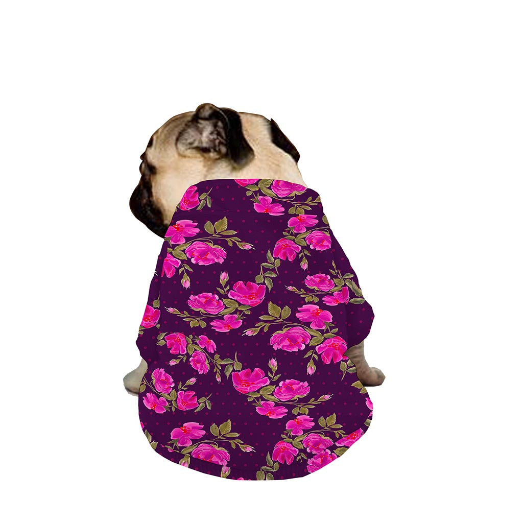 Purple Floral Flower Pattern Print Dog Zip Up Jacket