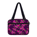 Purple Floral Flower Pattern Print Double Strap Bible Bag