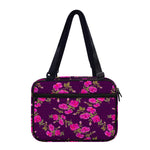 Purple Floral Flower Pattern Print Double Strap Bible Bag