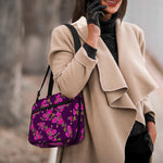 Purple Floral Flower Pattern Print Double Strap Bible Bag