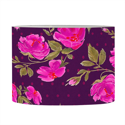 Purple Floral Flower Pattern Print Drum Lamp Shade