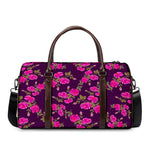 Purple Floral Flower Pattern Print Duffle Bag