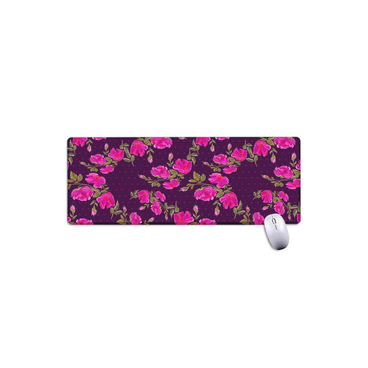 Purple Floral Flower Pattern Print Extended Mouse Pad
