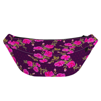 Purple Floral Flower Pattern Print Fanny Pack