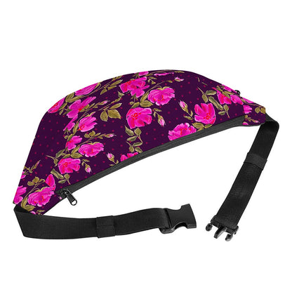 Purple Floral Flower Pattern Print Fanny Pack