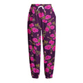 Purple Floral Flower Pattern Print Fleece Lined Knit Pants