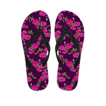 Purple Floral Flower Pattern Print Flip Flops