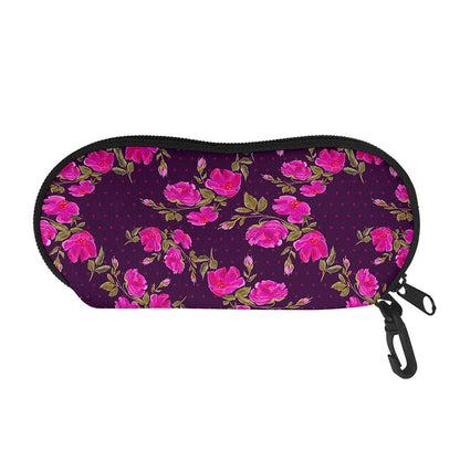 Purple Floral Flower Pattern Print Glasses Case