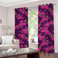 Purple Floral Flower Pattern Print Grommet Curtains