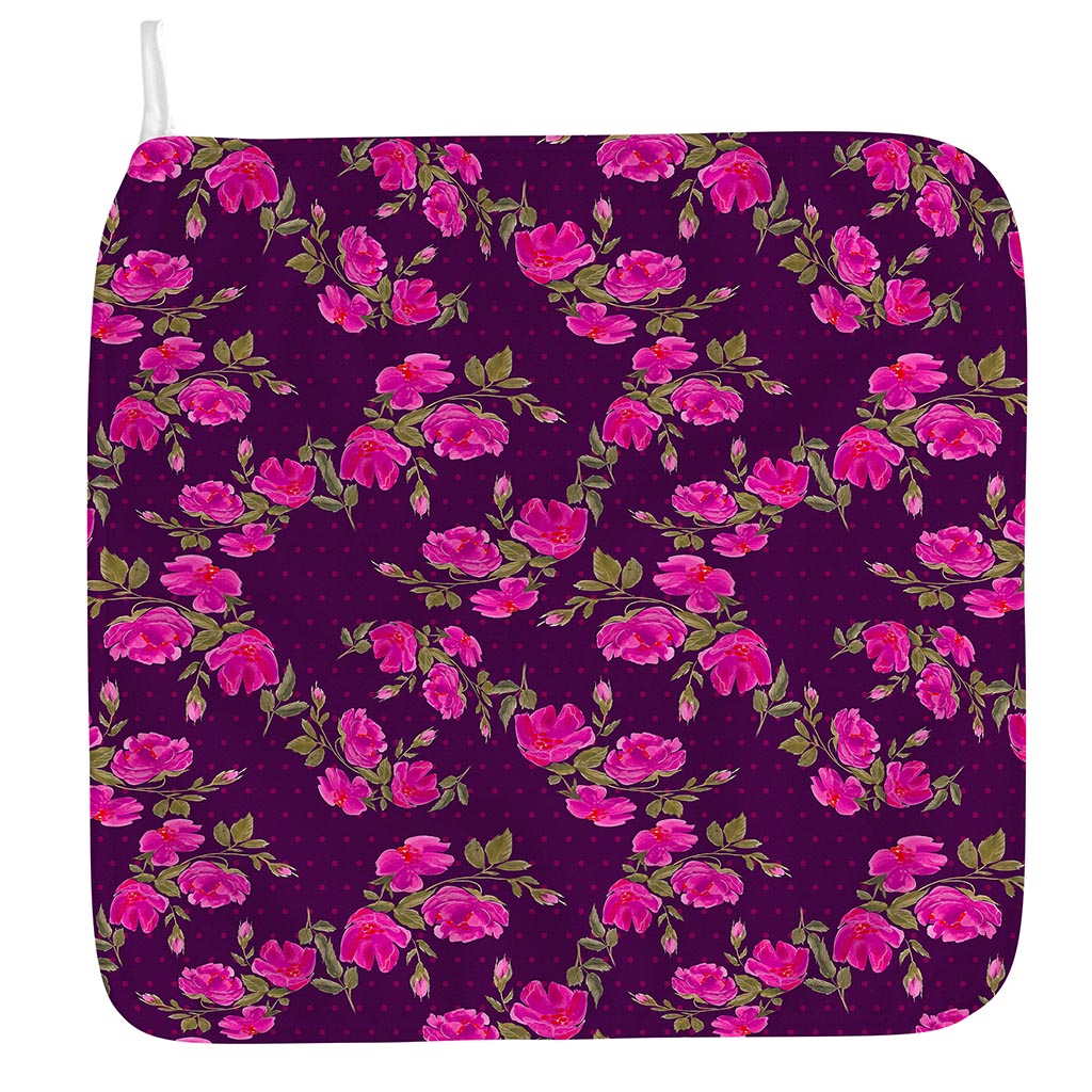 Purple Floral Flower Pattern Print Hand Towel