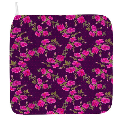 Purple Floral Flower Pattern Print Hand Towel