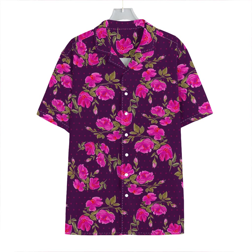 Purple Floral Flower Pattern Print Hawaiian Shirt