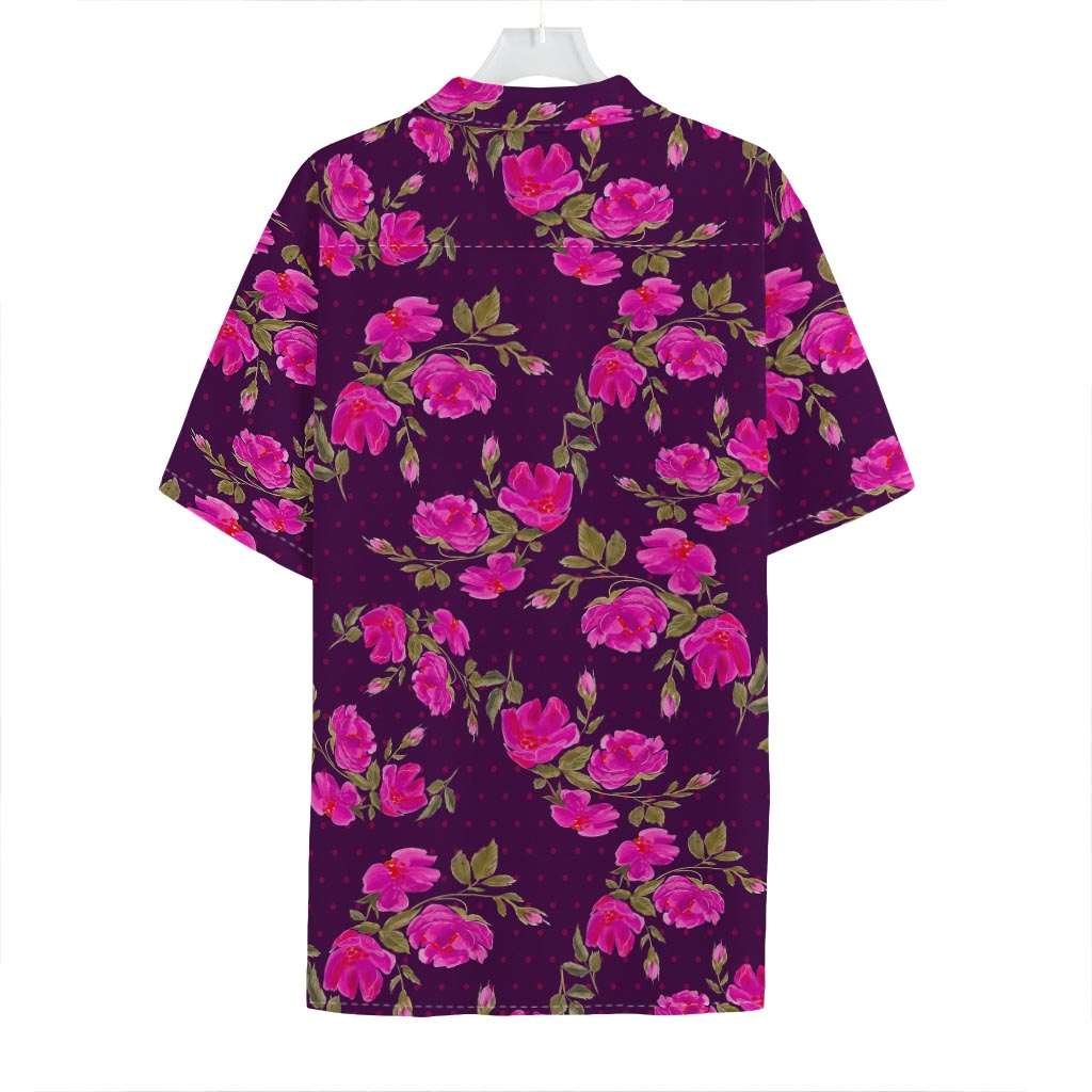 Purple Floral Flower Pattern Print Hawaiian Shirt