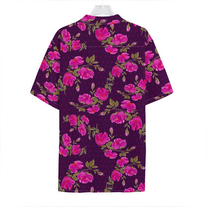 Purple Floral Flower Pattern Print Hawaiian Shirt