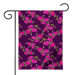 Purple Floral Flower Pattern Print House Flag