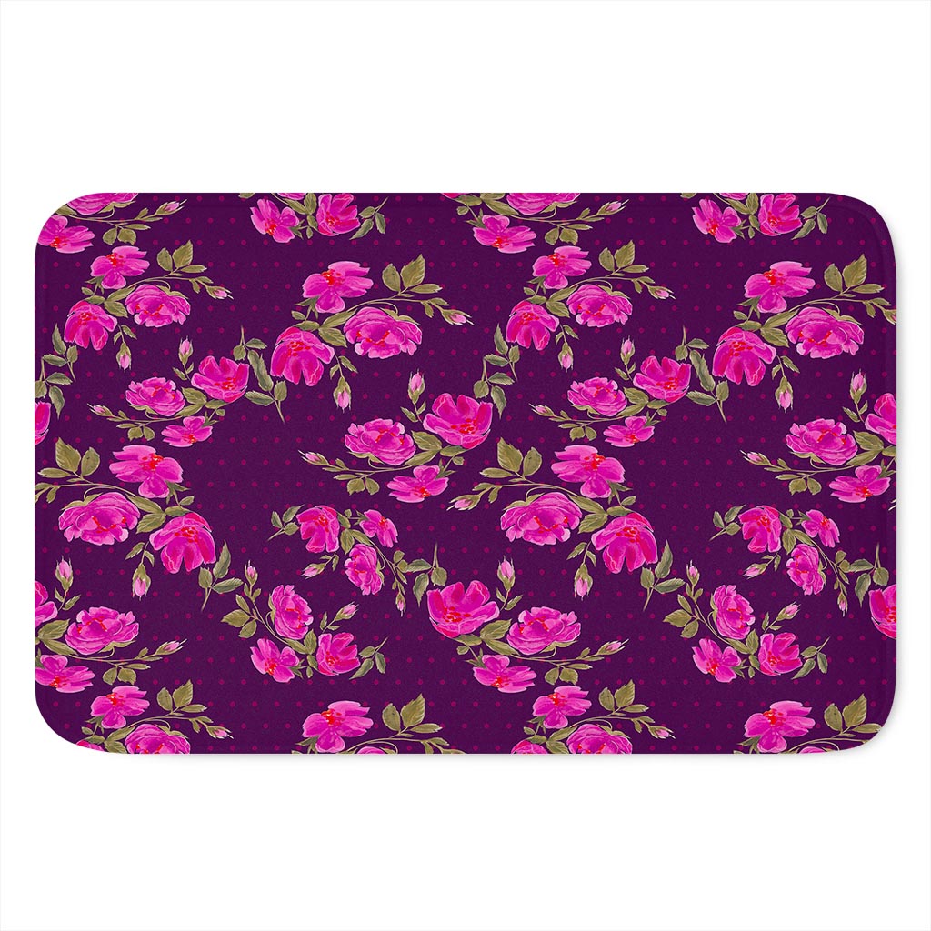 Purple Floral Flower Pattern Print Indoor Door Mat