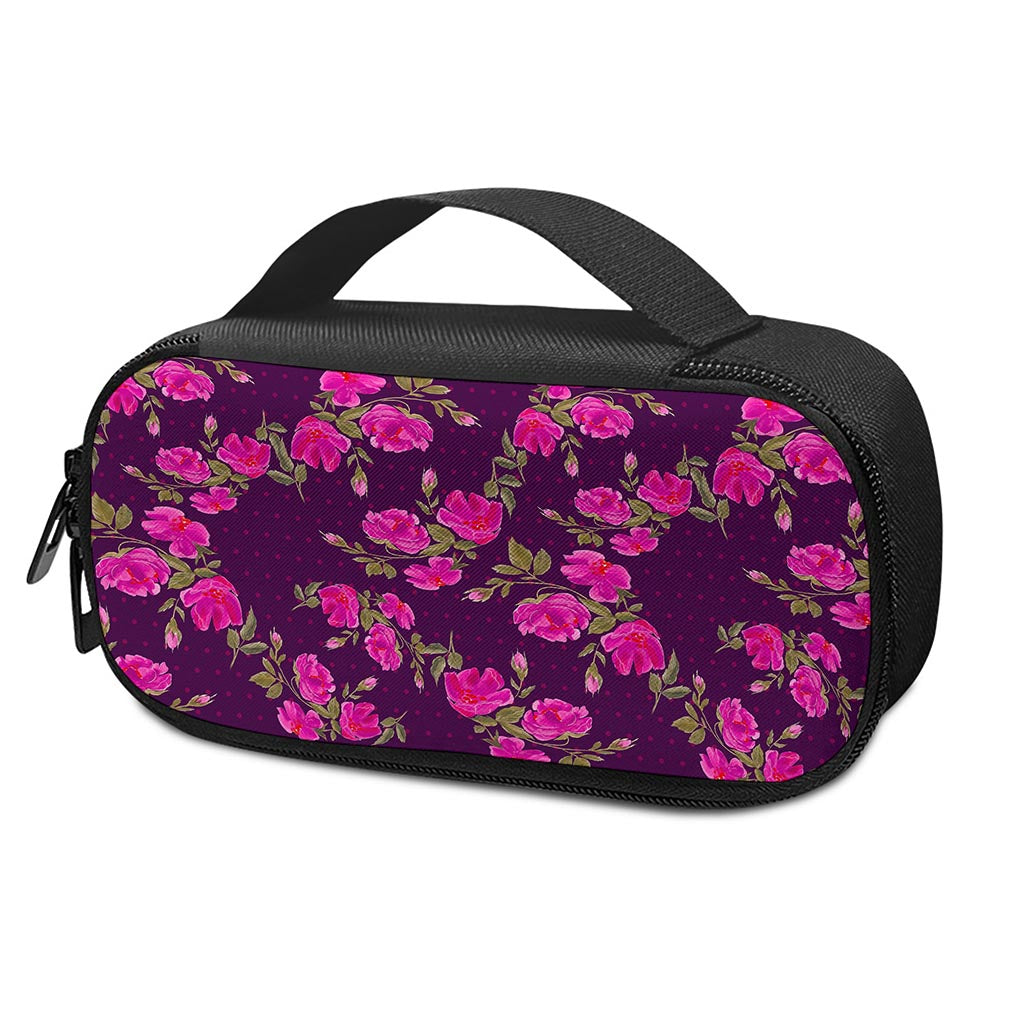 Purple Floral Flower Pattern Print Insulin Cooler Travel Case
